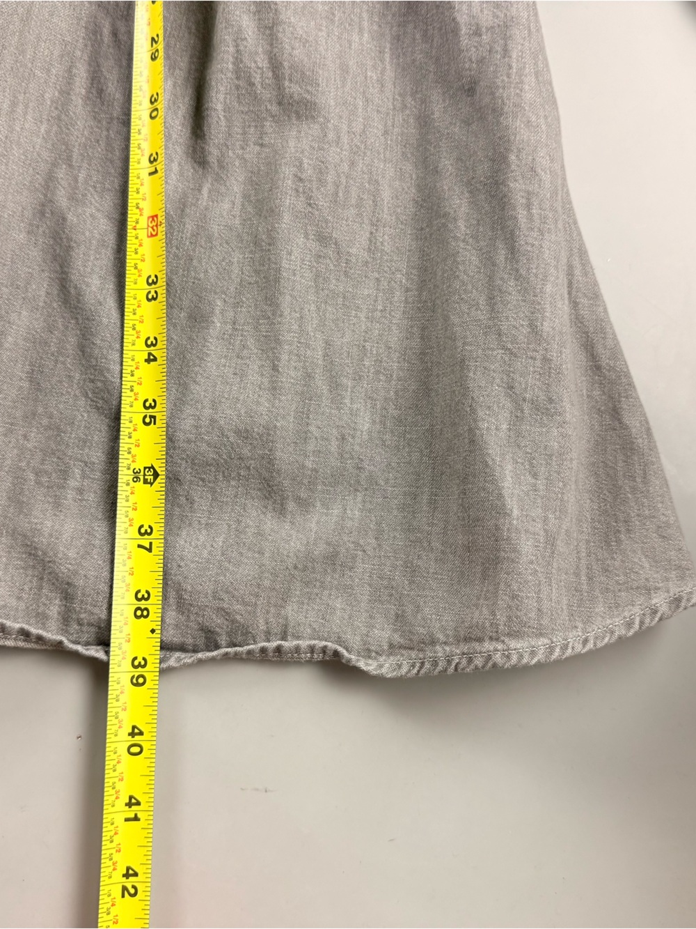 Gap 1969 Chambray Midi Swing Dress Gray Short Sleeve Pocket XL Minimalist - Picture 6 of 7